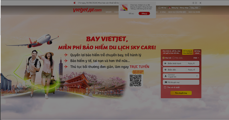 Hinh anh nguoi dung tim kiem ve may bay gia re Vietjet Air khuyen mai tren dien thoai